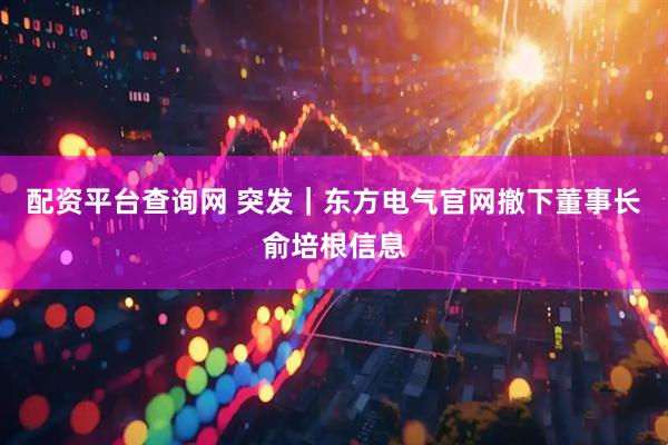 配资平台查询网 突发｜东方电气官网撤下董事长俞培根信息
